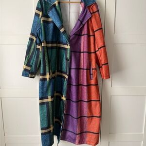 Colorful Plaid Long Coat